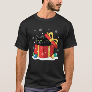 Camiseta Gato Negro Navidad Cute Fiesta Nieve Meowy Catmas