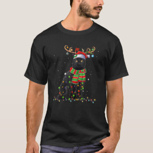 Camiseta Gato negro Navidades luz retrovisor Tees Funny Cat