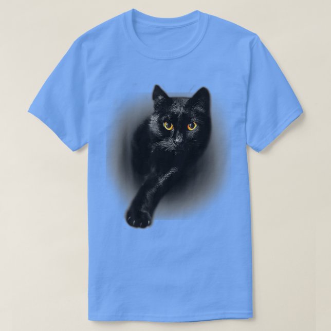 Camiseta Gato Negro Ojos Amarillos Gatos Ee. Regalos (Diseño del anverso)