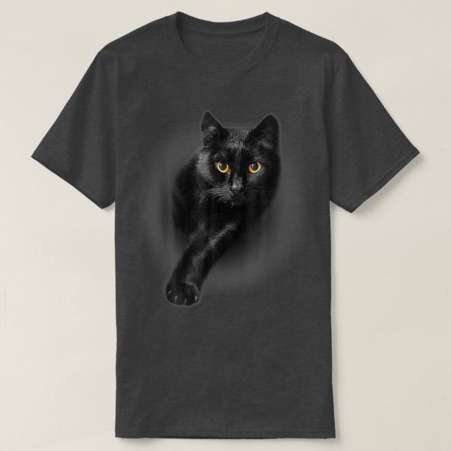 Camiseta Gato negro ojos amarillos gatos gatos regalos de t (Diseño del anverso)
