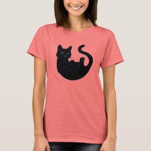 Camiseta Gato negro, ojos azules.