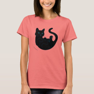 Camiseta Gato negro, ojos azules.