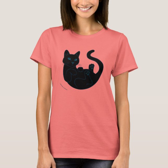 Camiseta Gato negro, ojos azules. (Anverso)