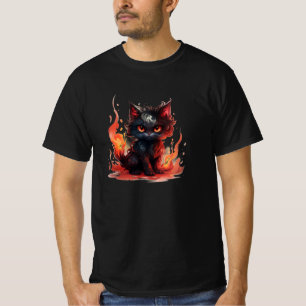 Camiseta Gato negro oscuro en llamas: Gato pesadizo T