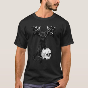 Camiseta Gato Negro Oscuro Gótico Espeluznante Demonio Y Ca