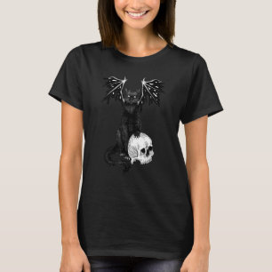 Camiseta Gato Negro Oscuro Gótico Espeluznante Demonio Y Ca