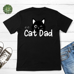 Camiseta Gato Negro Papá Adorable Guiñando