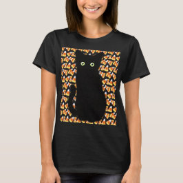 Camiseta Gato negro, patrón de maíz dulce, diversión de Hal