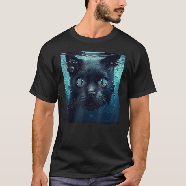 Camiseta Gato Negro Perro Subacuático (Anverso)