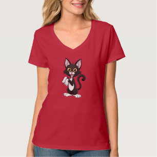 Camiseta Gato negro personalizado con ojos amarillo brillan
