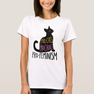 Camiseta Gato negro pro-elección pro-feminismo pro-gatos