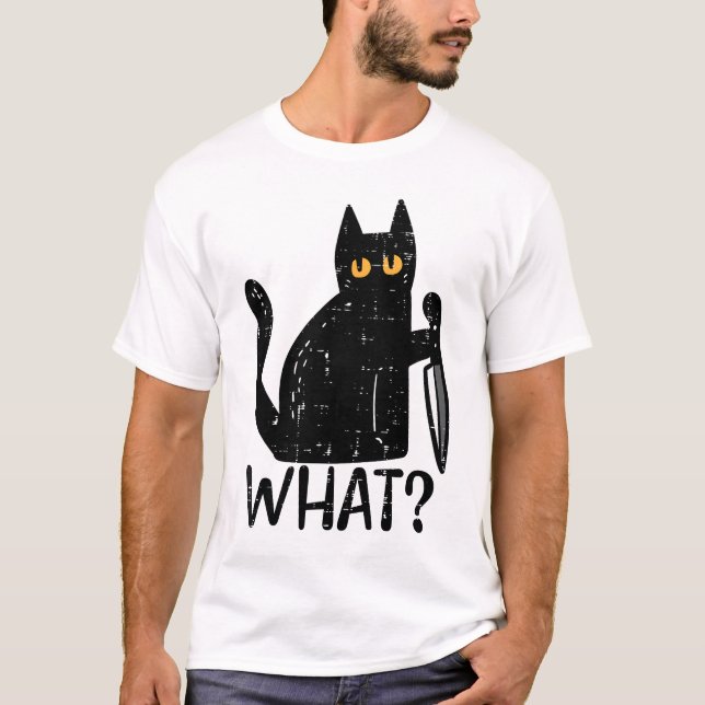 Camiseta Gato negro qué es lo gracioso de la Halloween ases (Anverso)