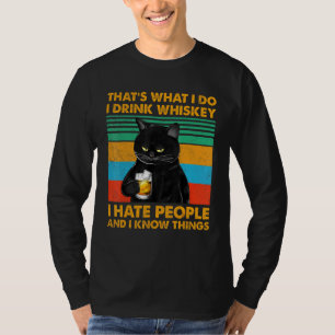Camiseta Gato negro que es lo que bebo Whiskey que odio P