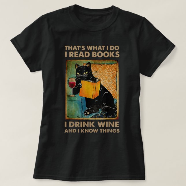 Camiseta Gato negro que es lo que leo libros que bebo (Diseño del anverso)