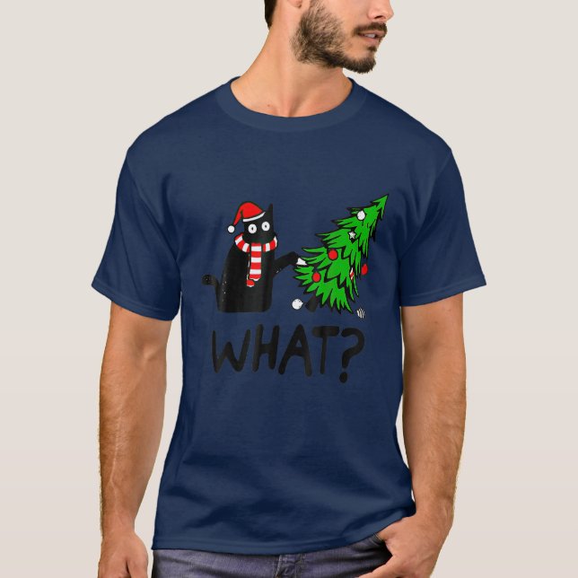 Camiseta Gato negro qué Navidades, Navidades divertidos (Anverso)
