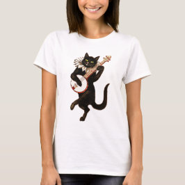 Camiseta Gato negro que toca el banjo