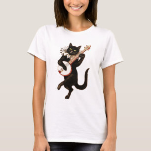 Camiseta Gato negro que toca el banjo