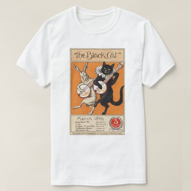 Camiseta Gato negro que toca el banjo, artista desconocido (Diseño del anverso)