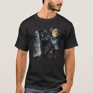 Camiseta Gato Negro retro Amantes de Gatos Gato Luna Gato M
