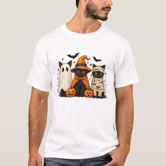 Camiseta Gato Negro Retro Bruja Calabaza de Halloween Espel