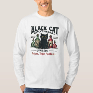 Camiseta Gato Negro Retro Espeluznante Botica Bruja Wicca 