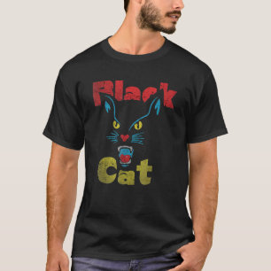 Camiseta Gato Negro Retro Fuegos Artificiales Retro Hallowe