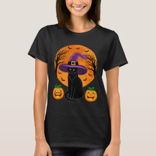 Camiseta Gato negro retro Halloween Calabaza de disfraces m