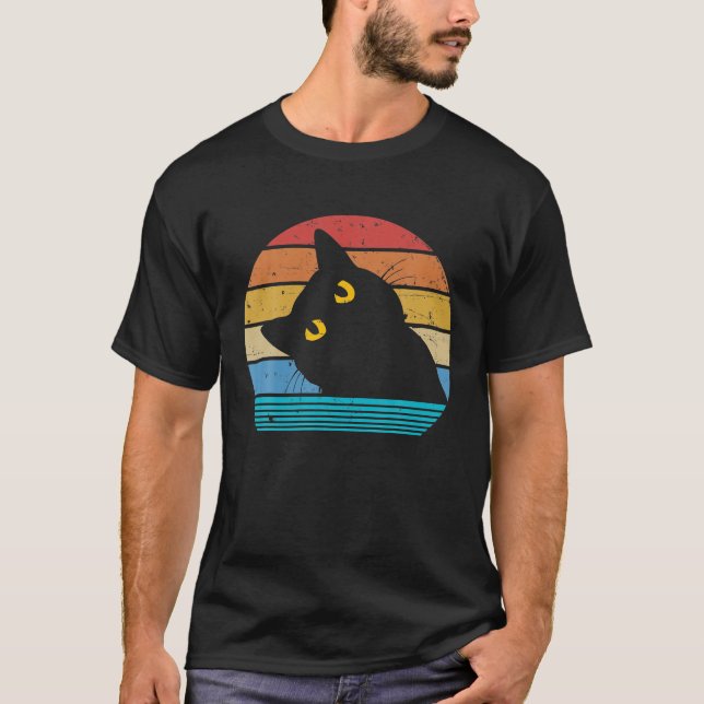 Camiseta Gato negro retro Lover Vintage Style Gatos Cuadros (Anverso)