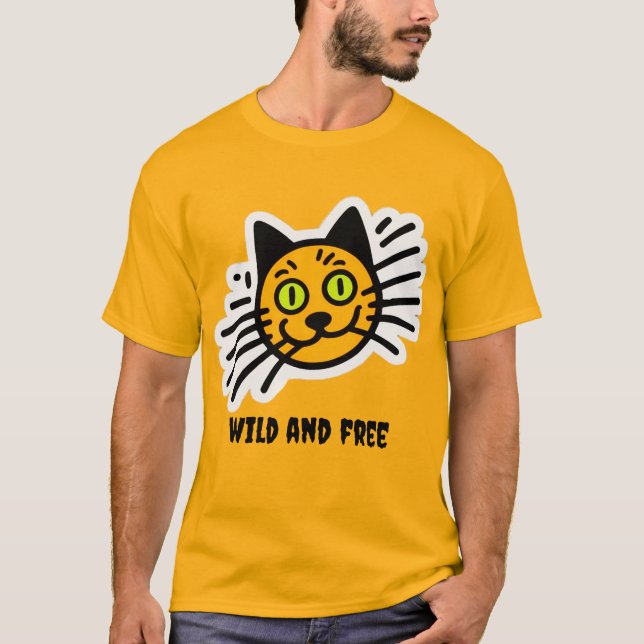 Camiseta Gato negro salvaje y libre (Anverso)