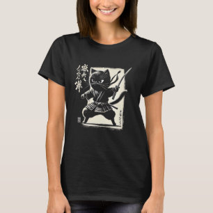 Camiseta Gato negro Samurai guerrero japonés Ninja mamá jap