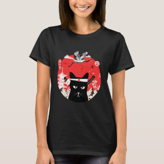 Camiseta Gato negro samurai japonés vintage
