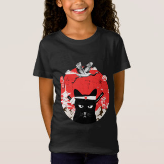 Camiseta Gato negro samurai japonés vintage
