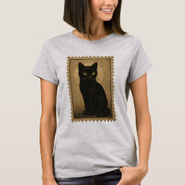 Camiseta Gato negro - Sello de Halloween vintage