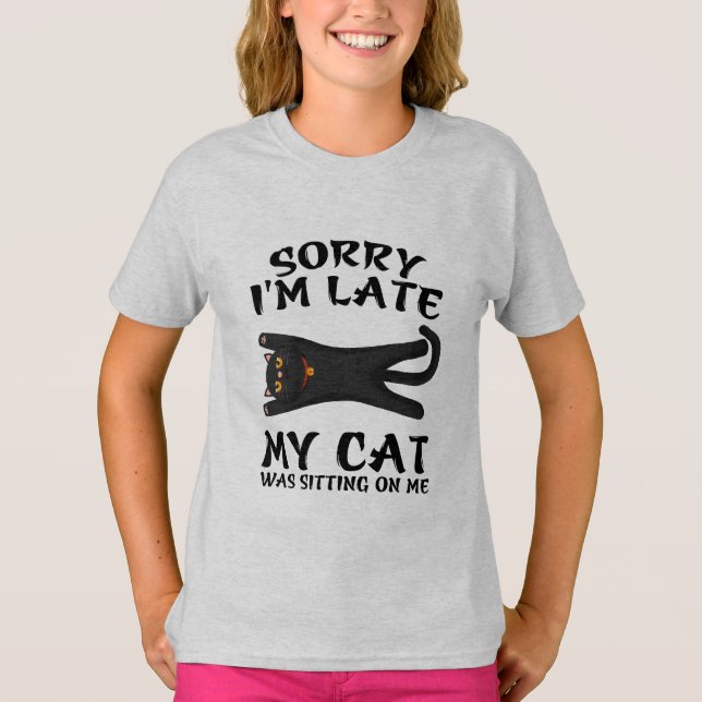 Camiseta Gato negro siento haber tardado en que mi gato est (Anverso)