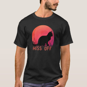 Camiseta Gato Negro Silbido Fuera Maullido Retro Estilo Ata