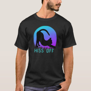 Camiseta Gato Negro Sise Meow Fuera Estilo Puesta de Sol Re