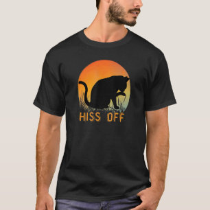 Camiseta Gato Negro Siseo Fuera Maullido Estilo Puesta de S
