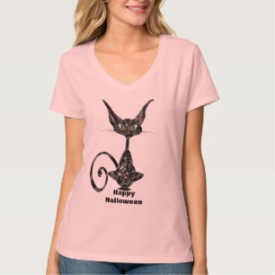 Camiseta Gato negro supersticioso Purrfect en rosa