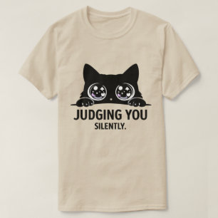 Camiseta Gato Negro Te Juzga Silenciosamente Regalo Diver