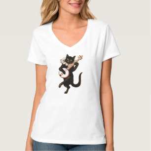 Camiseta Gato negro tocando el banjo