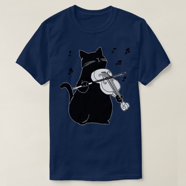 Camiseta Gato negro tocando el regalo de un músico gracioso (Diseño del anverso)