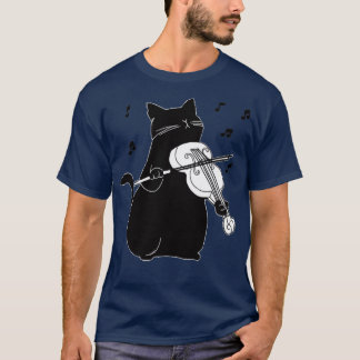 Camiseta Gato negro tocando el regalo de un músico gracioso