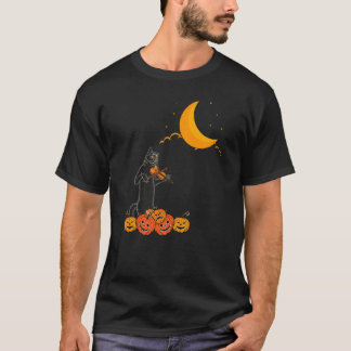 Camiseta Gato negro tocando el violín en la noche de Hallow