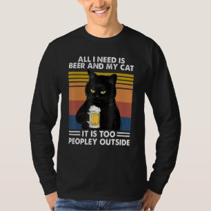 Camiseta Gato Negro Todo Lo Que Necesito Es Cerveza Y Mi Ga