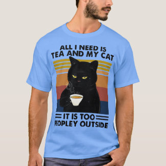 Camiseta Gato negro todo lo que necesito es té y mi gato es