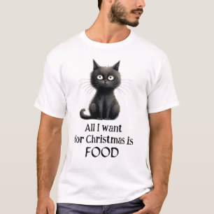 Camiseta Gato negro todo lo que quiero es comida