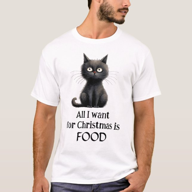 Camiseta Gato negro todo lo que quiero es comida (Anverso)