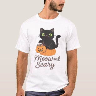 Camiseta Gato negro travieso con ojos verdes brillantes en 