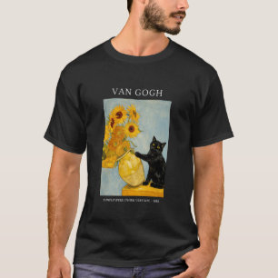 Camiseta Gato negro travieso divertido Van Go floreros gira