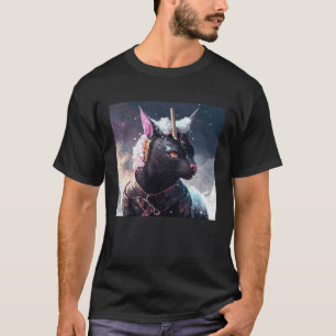 Camiseta Gato Negro Unicornio Nieve